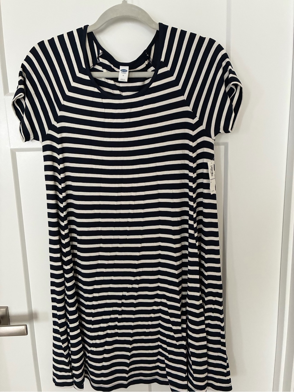 NWT Old Navy Striped Navy & White Ribbed Knit Dress